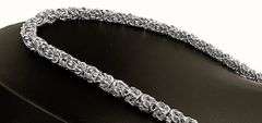 Huge White Gold Plated Byzantine Chain Necklace.