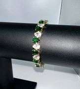 18 Kt Gold Plated 32.5 Cwt Simulated Emerald Tennis Bracelet