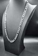Huge 122.4 Gram .925 Sterling Silver Plated Italian Figaro Link Necklace