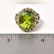 Green Gemstone Ring in Sterling Silver .