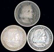 3 1893 Columbia Commemorative Silver Half Dollars