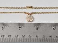 Sparkling 14K Yellow Gold Diamond Cluster Pendant Necklace