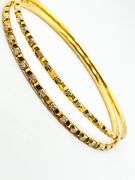 22KT Solid Yellow Gold Hand Made Set Of Five White Gold Flowe Design And Diamond Cut Finish Bangles