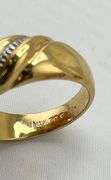 14KT Yellow Gold Two Tone Dome Twisted Braided Design With Rows Of Diamond Accent Ring