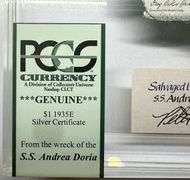 1935-E $1 Silver Certificate – S.S. Andrea Doria Shipwreck Recovery – PCGS Grade B – w/ Case & COA