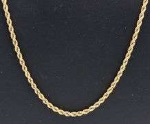 14kt Yellow gold long rope chain necklace