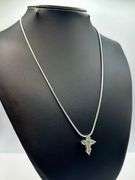 Sparkling 14 Kt White Ice Blue Gold Plated Moissanite Cross Pendant