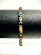 Beautiful Gold Plated Mixed Color Simulated Sapphire Tennis Bracelet