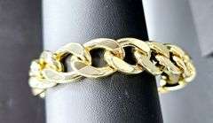 Huge 64.9 Gram 14 Kt Yellow Gold Plate Curb Link Bracelet