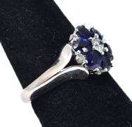 Absolutely Stunning 18K White Gold Diamond and Synthetic Blue Sapphire Gemstone Ring