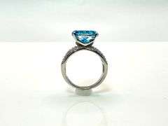 Stunning  White Gold Plate 5 Ct Rose Cut Simulated Blue Topaz Ring
