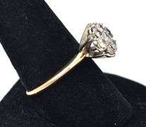 Sparkling 14K Yellow Gold Approx. 0.66CTW Diamond Cluster Top Ring
