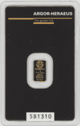 1 Gram Gold Bar – Argor-Heraeus Suisse – .9999 Fine Gold – Sealed – Serial Numbered