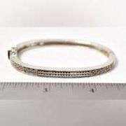 Marcasite Gemstone Hinged Bangle Bracelet in Sterling Silver.