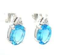 14kt White gold 7.2ctw blue topaz and diamond accent earrings