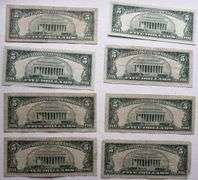 Eight $5 1963 Red Seal US Notes Including a Star