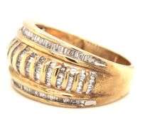 Estate 10K YG Baguette Diamond Dome Ring