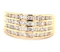 14kt Yellow gold 1.10ctw 4 row diamond band