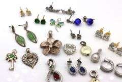 Group lot of Vintage 925 sterling silver charms and earrings