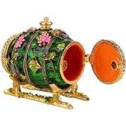 Hand-Painted Wine Barrel Enameled Jewelry Case
