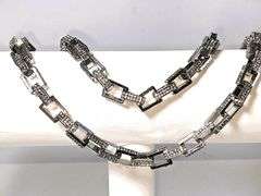Huge 56.8 Gram 14 Kt White Gold Plated Rolo Box  Chain Link Necklace