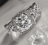 Sparkling 14 Kt White Gold Plate 4.5 Ct Lab Simulated Diamond Ring