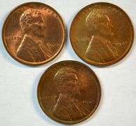 Near full Red 1923, 1924, & 1925 Lincoln Cents