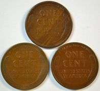 1921-S, 1922-D, & 1924-S Lincoln Cents in Choice AU+