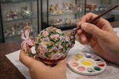 Hand-Painted Teapot Trinket Box with Rhinestones