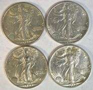 1936-D, 1943-S, 1944-P, & 1945-S Walking Liberty Half Dollars