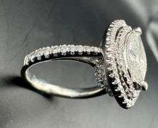 14K White Gold Marquise Cut Diamond Cut