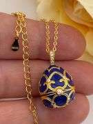Elegant Egg Pendant Necklace & Bracelet Set – Sapphire Accent, 18K Gold Vermeil, “Something Blue” We