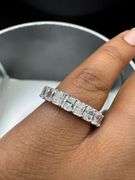 14K White Gold Antique Radiant Cut Wedding Band of Lab Diamonds of 3.70ct