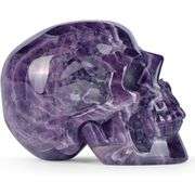 Hand Carved Natural Quartz Amethyst Crystal Skull