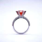 Sparkljng 14 Kt White Gold Plate 3 Ct VVs1 Hot Cherry Red Fire Moissanite Ring