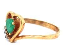 Sweet 14K Rose Gold Pear Shaped Emerald Ring
