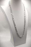 Huge 122.4 Gram .925 Sterling Silver Plated Italian Figaro Link Necklace