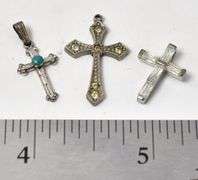 Three Cross Pendants in Sterling Silver