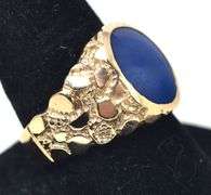 Charming 14K Yellow Gold Synthetic Star Sapphire Gemstone Men's Ring