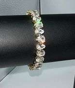 18 Kt Yellow Gold Plated Sparkling 32.5 Ctw CZ Gemstone Tennis Bracelet