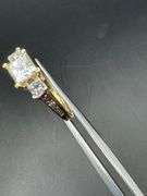 14K Yellow Gold Rectangle Princess Cut Diamond Ring