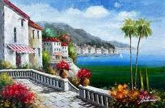 BEAUTIFUL MEDITERRANIAN PAINTING ON CANVAS