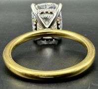 18K Two-Tone Cushion Cut Lab Diamond Ring of 4.13ct