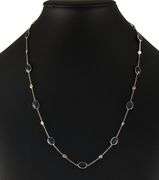 13.20ctw Oval Sapphire and 0.55ctw Diamond by the Yard Station Necklace in 14K