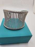 Contemporary 14k White Gold Diamond Cuff Bracelet