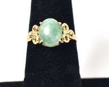 Timeless 14K Yellow Gold Jade Gemstone Ring