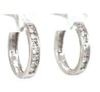 10kt White gold diamond accent hoop earrings
