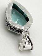 925 Sterling Silver Large Blue Stone With Ornate Setting Ring