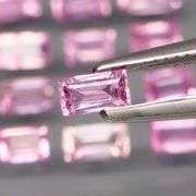 Baguette cut! 2.65ct set of Sapphires with candy pink hues!