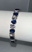 18 Kt. White Gold Plated 32.5 Ctw Simulated Sapphire and CZ Tennis Bracelet